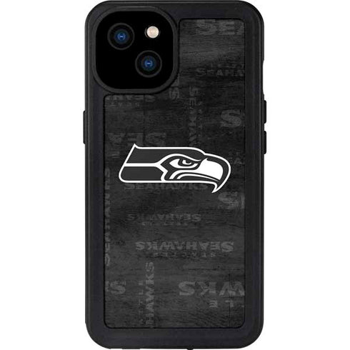 NFL Seattle Seahawks Black & White iPhone 15 Plus Waterproof Case